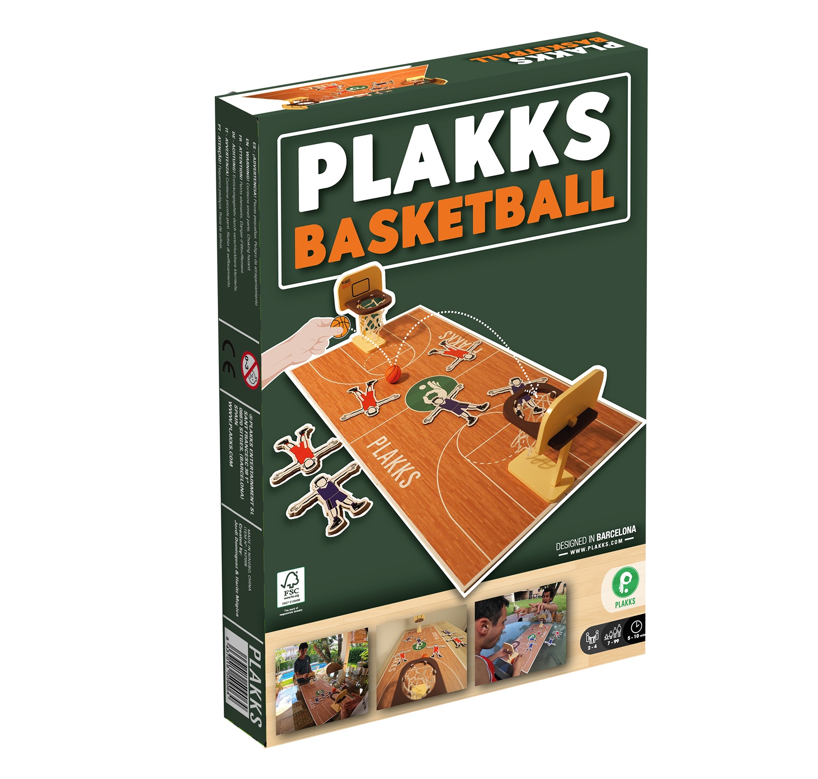 PLAKKS Basketball Tischspiel Aktions Brettspiel mit super Aufbau, Holz-Spielfeld und Körbe