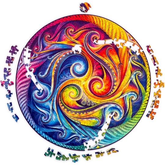 Unidragon Holz-Puzzle - Mandala Spiral Incarnation "L" 33 x 33 cm, 350 Teile