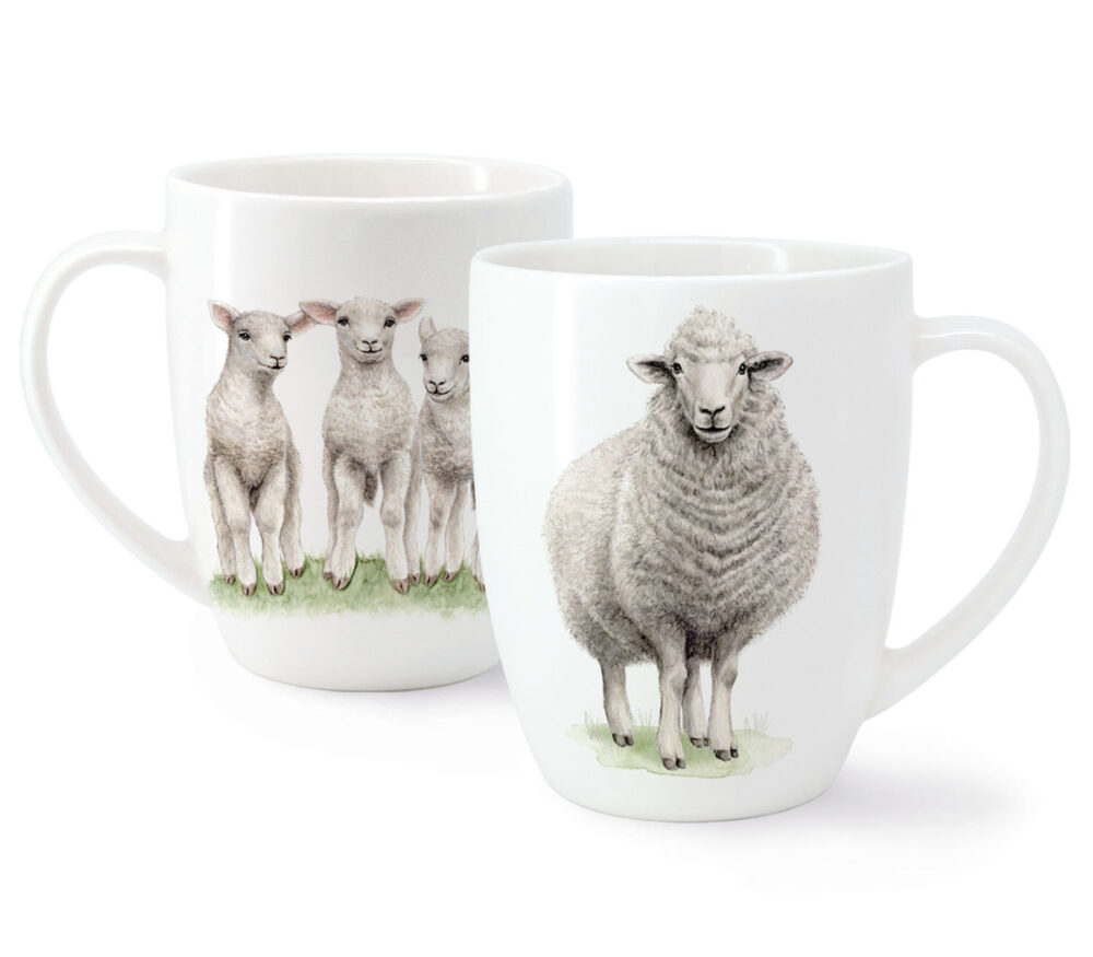 Maluu Tasse Woolly Sheep aus Porzellan mit zwei Schaf-Motiven