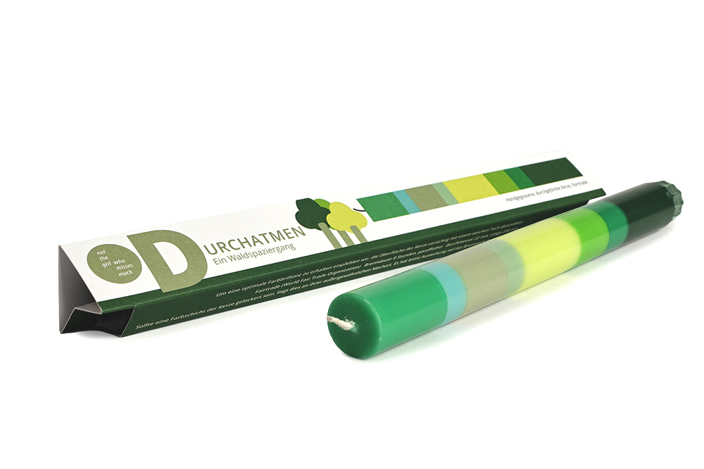 Kerze Durchatmen Handgemachte Fairtrade Grusskerze, 23cm hoch