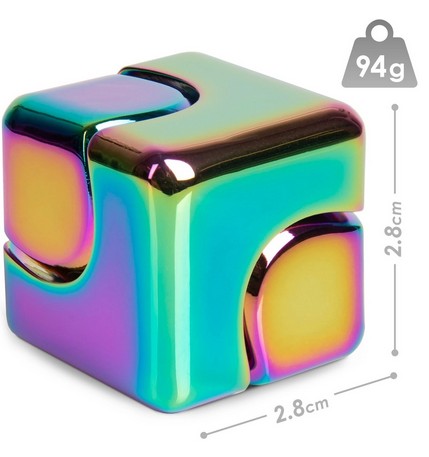 Bopster Fidget Spinner Cube - Multicoloured Metallic Metall Fidget Toy