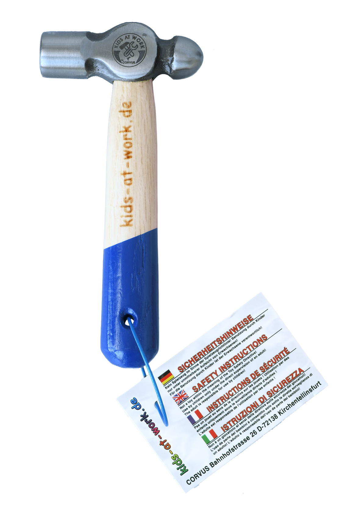 Kids at Work Kurzhammer – Eiche-Griff blau, 227 g