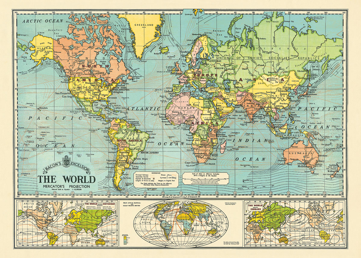 Cavallini & Co Poster Weltkarte 4 20" x 28" -17-