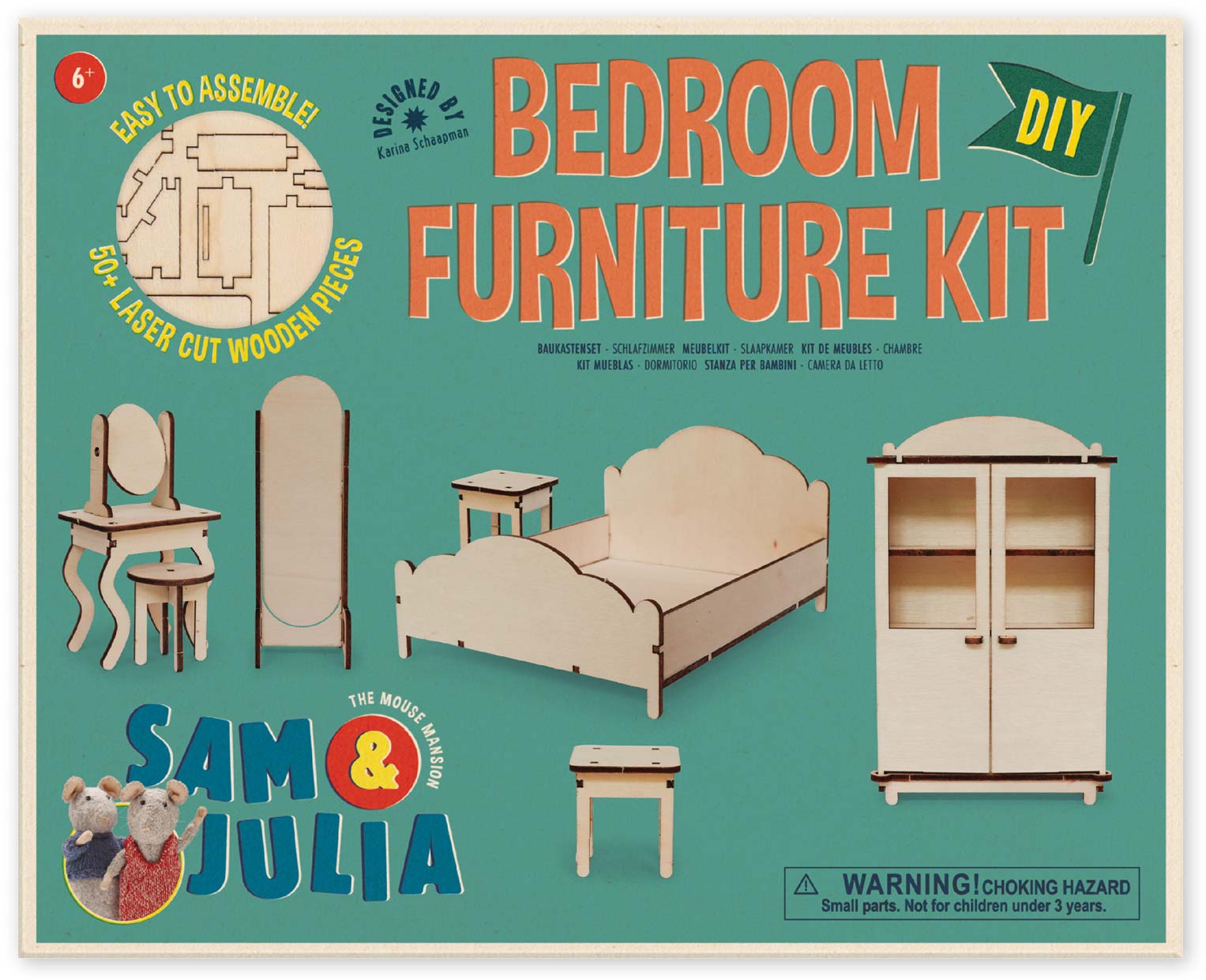 Sam und Julia Mäusehaus Baukastenset Elternschlafzimmer DIY Puppenhaus