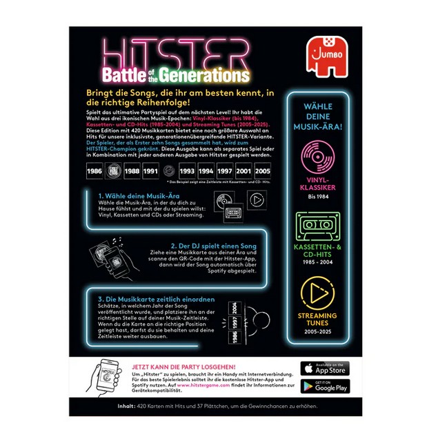 Jumbo Partyspiel Hitster Battle of the Generation Gesellschaftsspiel rund um die Musik