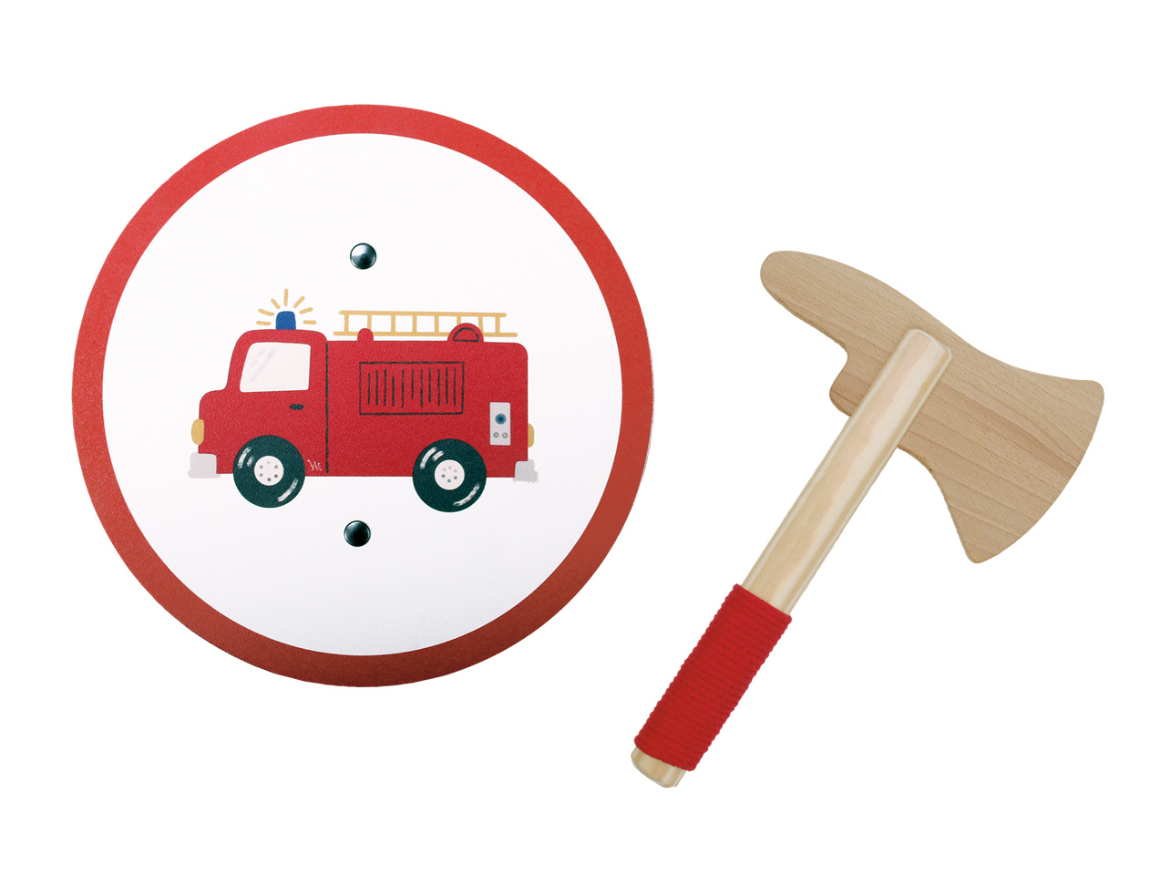 Vah Feuerwehr–Miniset mit Holz-Schild und Holz-Axt