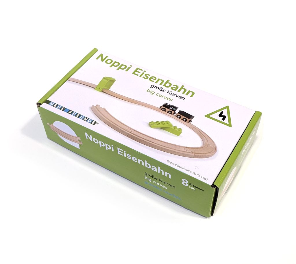 Noppi Eisenbahn - 8 große Kurvenschienen aus Holz