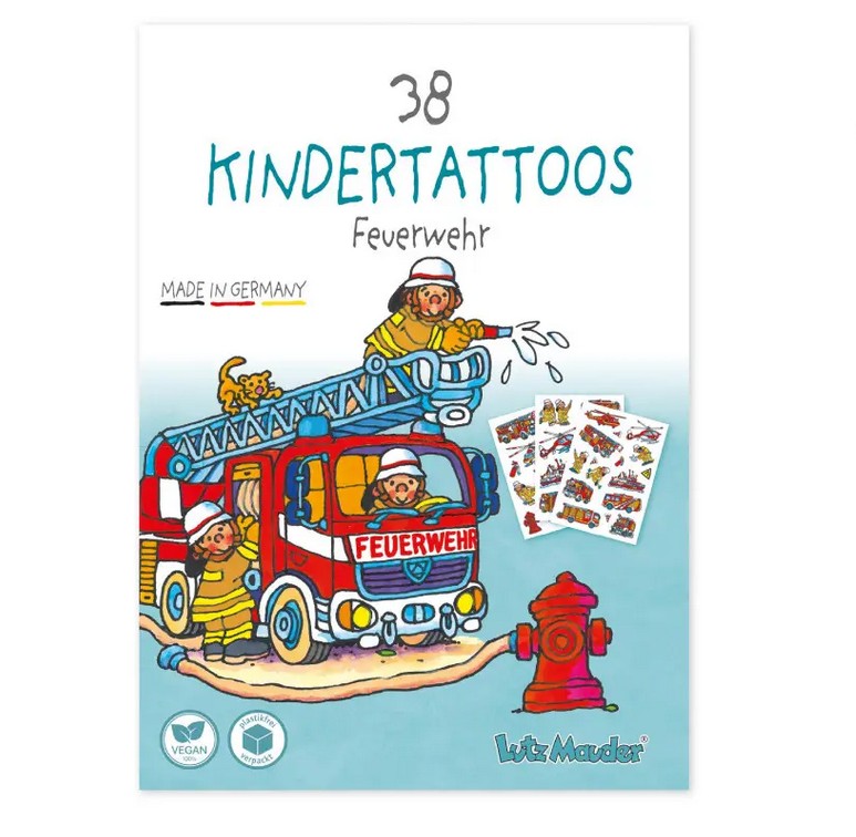 Lutz Mauder TapirElla Tattoo-Set A6, Feuerwehr 3 Bögen, plastikfrei verpackt
