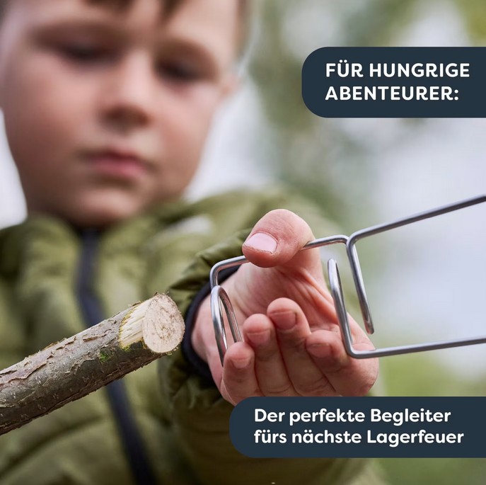 Haba Terra Kids Lagerfeuer Griill-Spiess Survival Dinner -  für Würstchen, Marshmallows oder Maiskolben