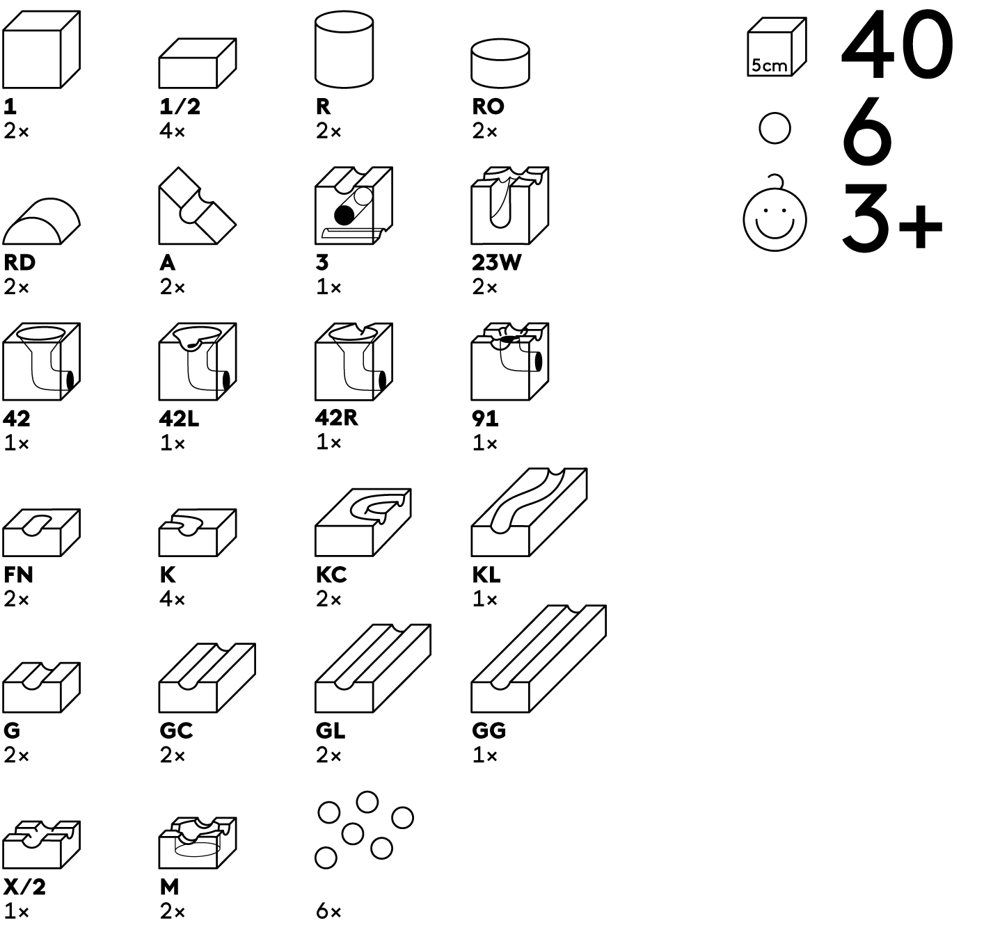 Cuboro Kugelbahn Starter Set Junior  - 40 Elemente - ab 3 Jahren