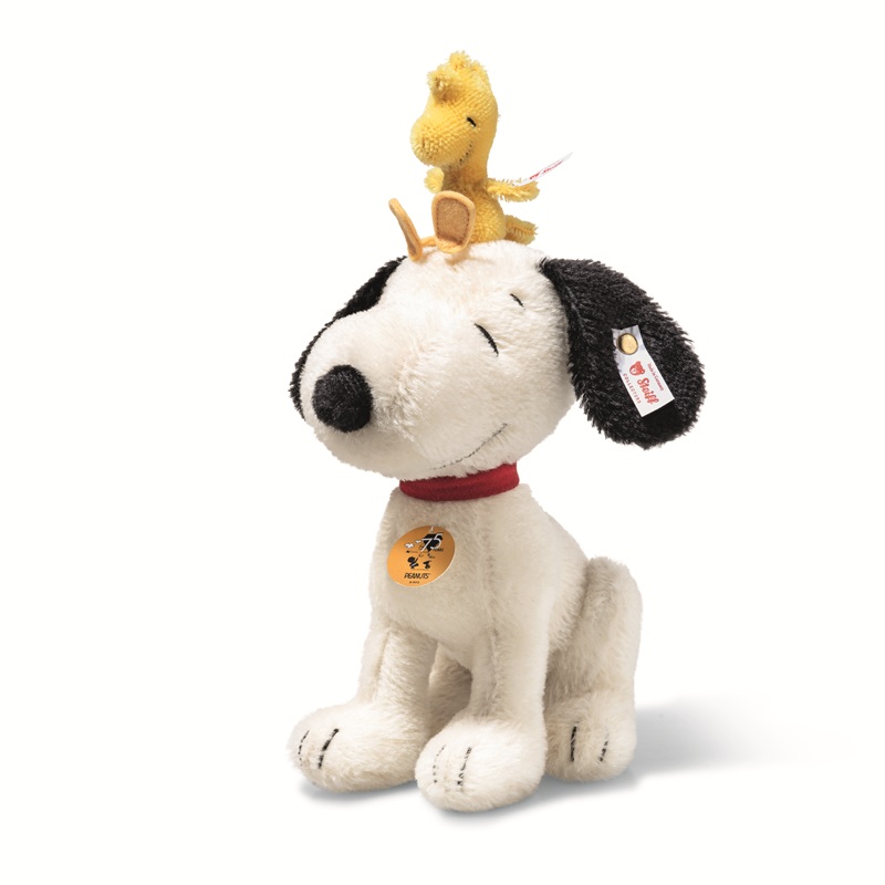Steiff Sammlerfigur Snoopy mit Woodstock, Mohair weiss limitierte Auflage