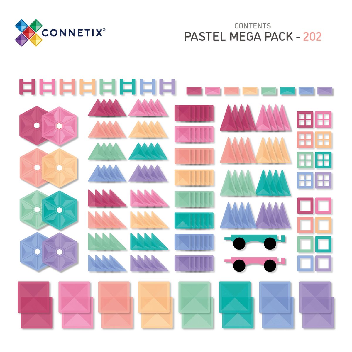 Connetix Magnetbausteine Rainbow Pastel Mega Pack  202 Teile
