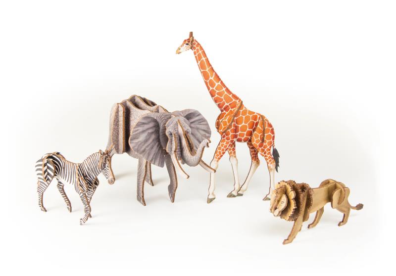 3D Bastelset Afrikanische Tiere aus Holzpappe