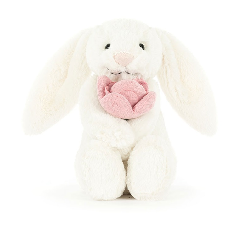 Jellycat Stofftier Bashful Bunny 'Peony' little Plüschtier Hase mit Pfingstrose