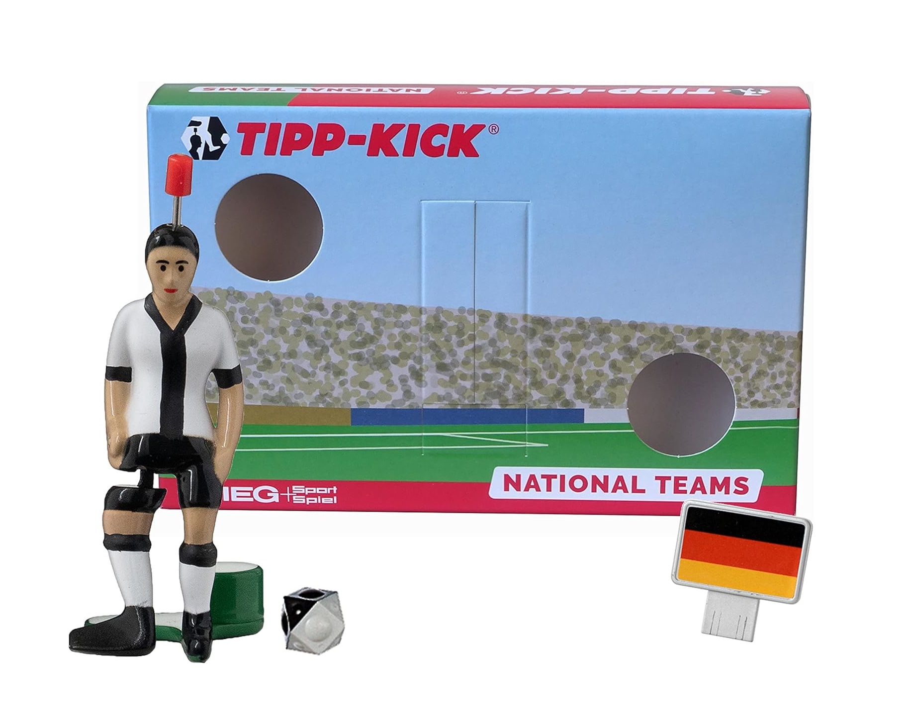 Tipp-Kick Torwandbox Deutschland Star-Kicker, Soundchip mit Hymne und Torwandspiel im Set