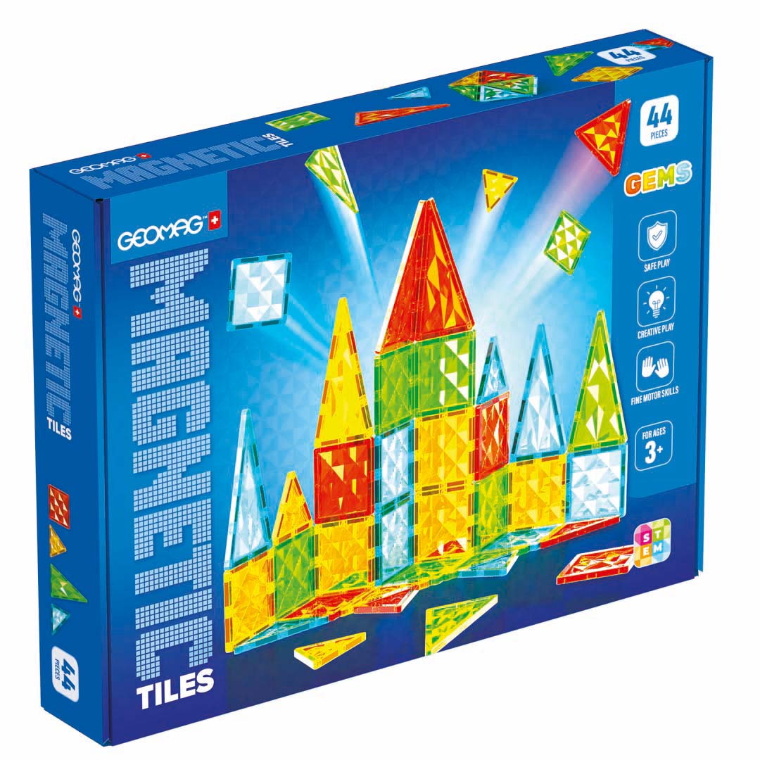 Geomag Magnetbausteine Magnetic Tiles Gems 44 Bunt 44 Teile