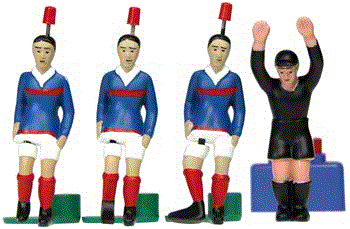 Tipp-Kick WM Classics Frankreich '98 Set mit 3 verschiedenen Spielern und 1 Torwart