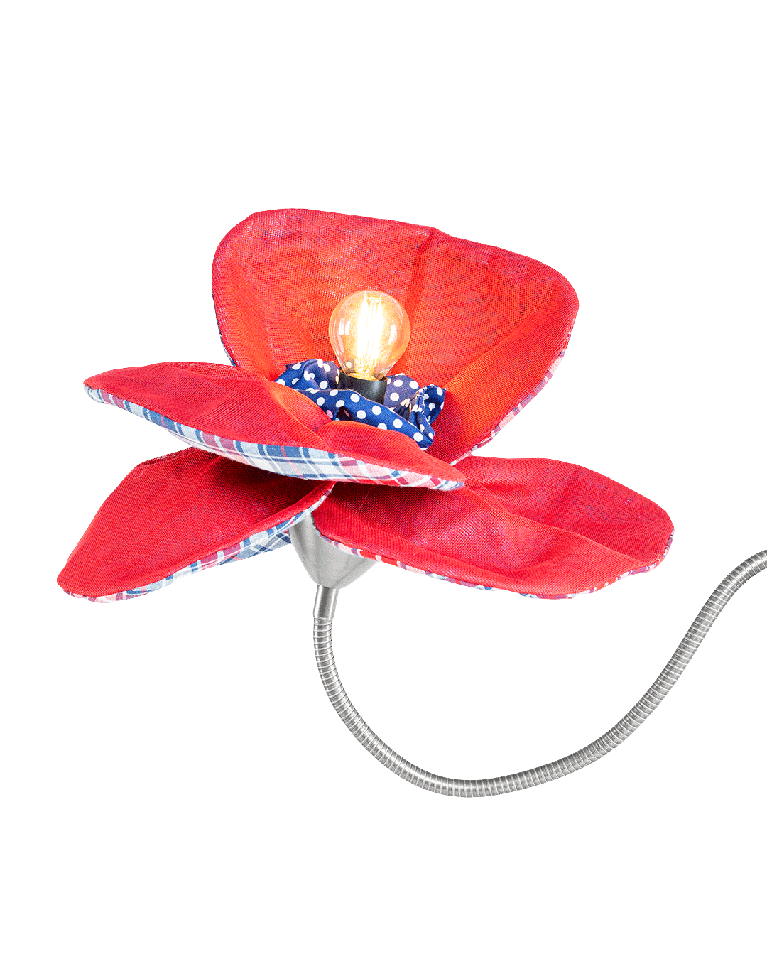 Skitso Wandlampe Red Checked Poppy - Blütenlampe aus Stoff Luminous Botanica Wall Lamp