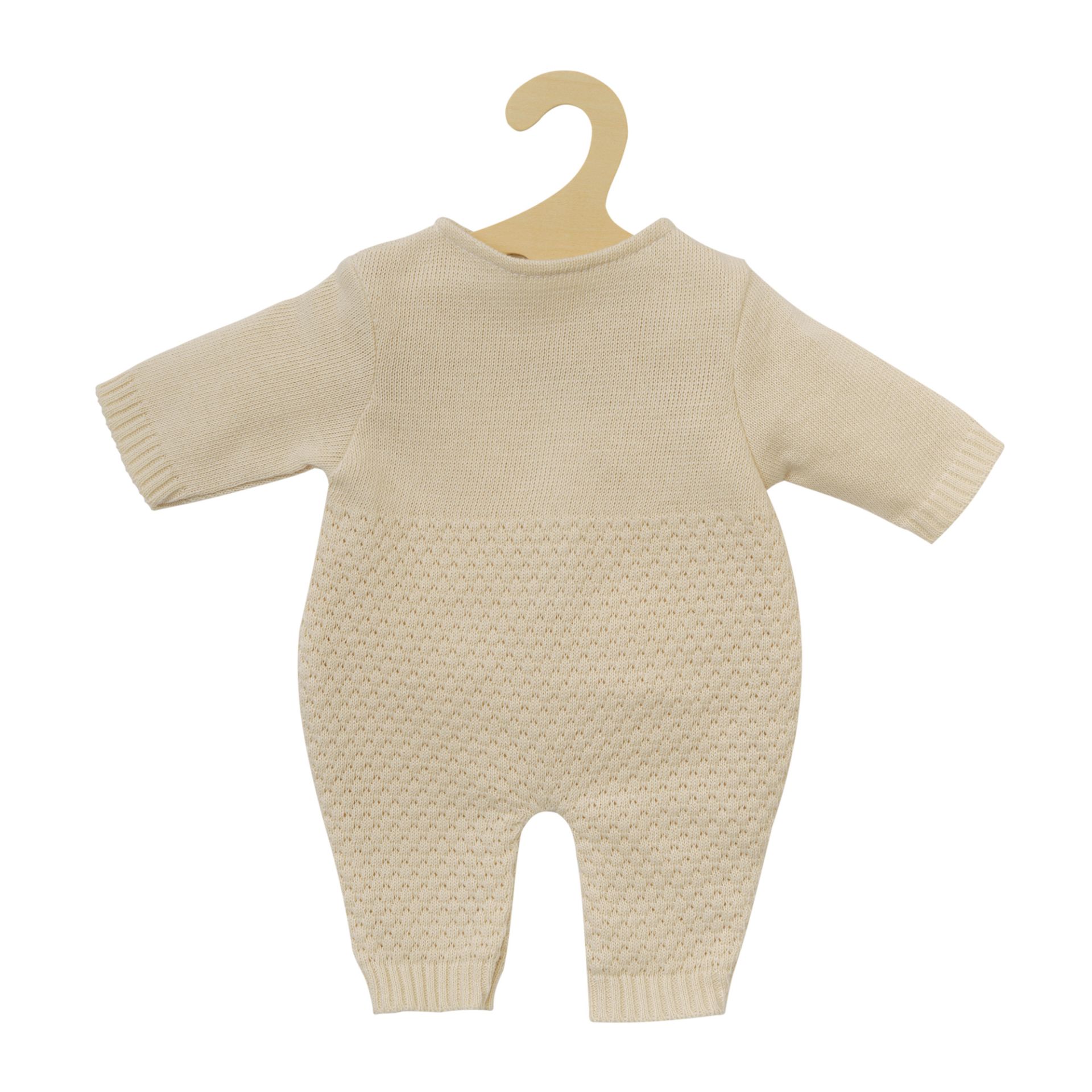 Heless Puppen-Strickstrampler aus 100 % Bio-Baumwolle, ecru, Gr. 35-45 cm