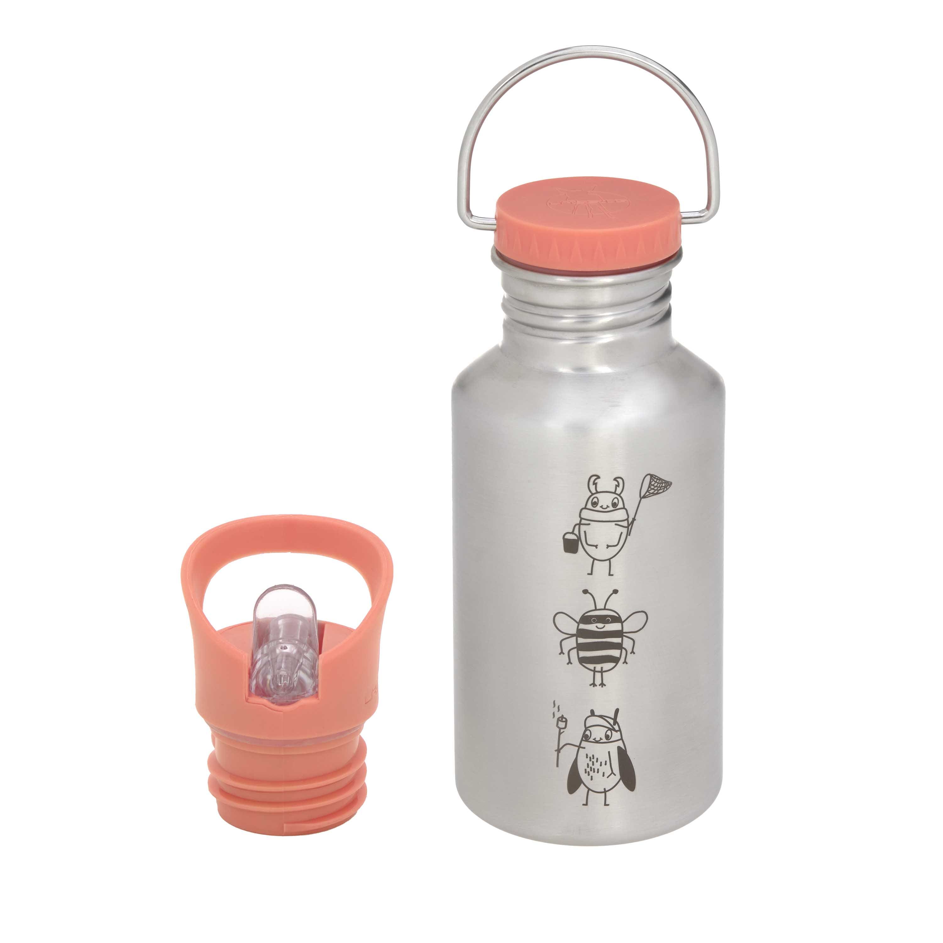 Lässig Bottle Stainless Steel Nature Kinder-Trinkflasche mit 2 Aufsätzen, Edelstahl