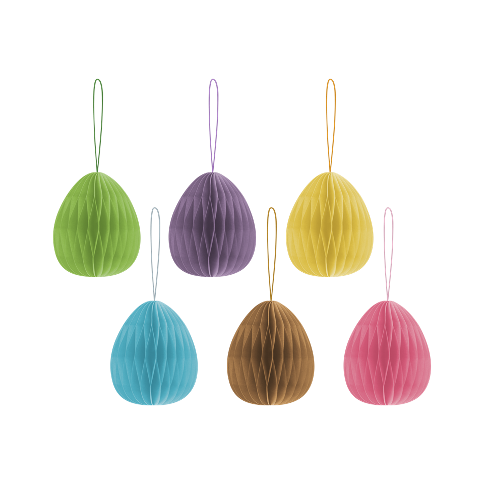 Remember Baumschmuck, 6er-Set Oval Papier-Hänger  in bunten Farben