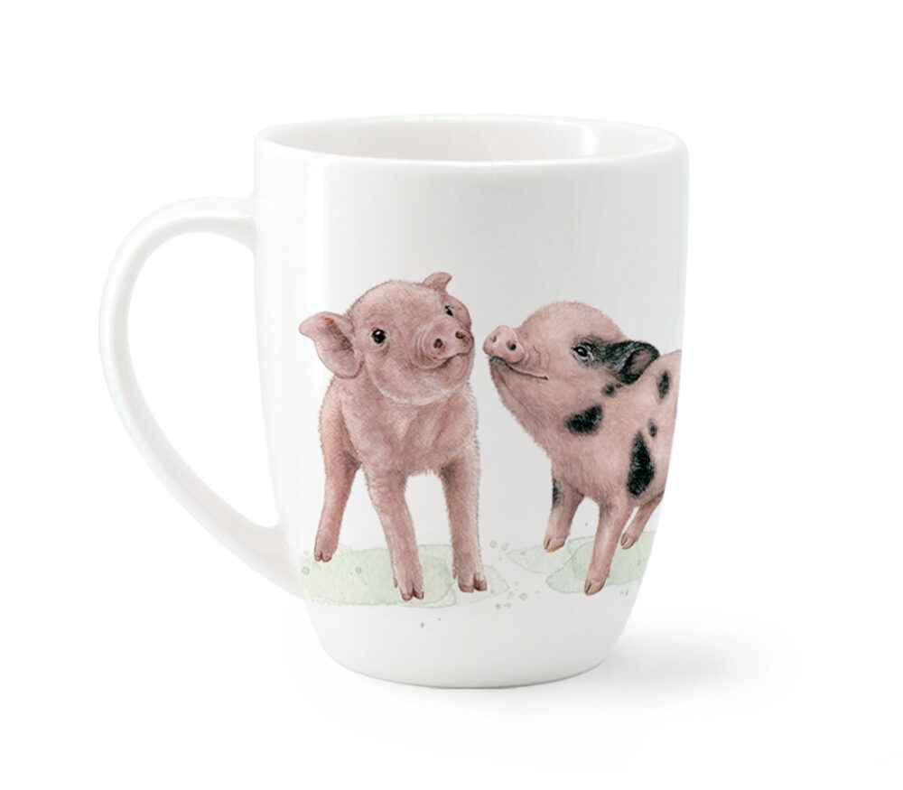 Maluu Porzellantasse Lucky Piglet aus Porzellan mit zwei Schwein-Motiven