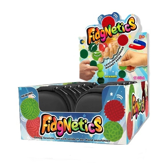 Fidgettoy FidgNetics - Magnetische Sensorik Kugeln blau oder grün 1 Set aus sechs Kugeln in Etui