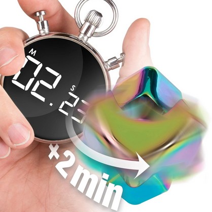 Bopster Fidget Spinner Cube - Multicoloured Metallic Metall Fidget Toy