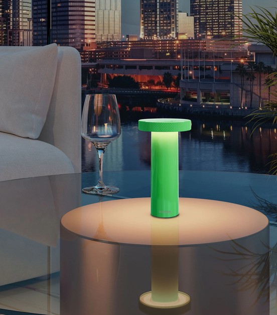 Sompex Volume Akku-Tischleuchte neon grün dimmbar 3 Lichtfarben