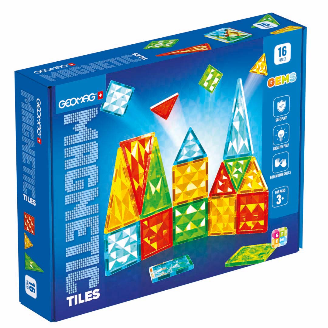 Geomag Magnetbausteine Magnetic Tiles Gems 16 Bunt 16 Teile