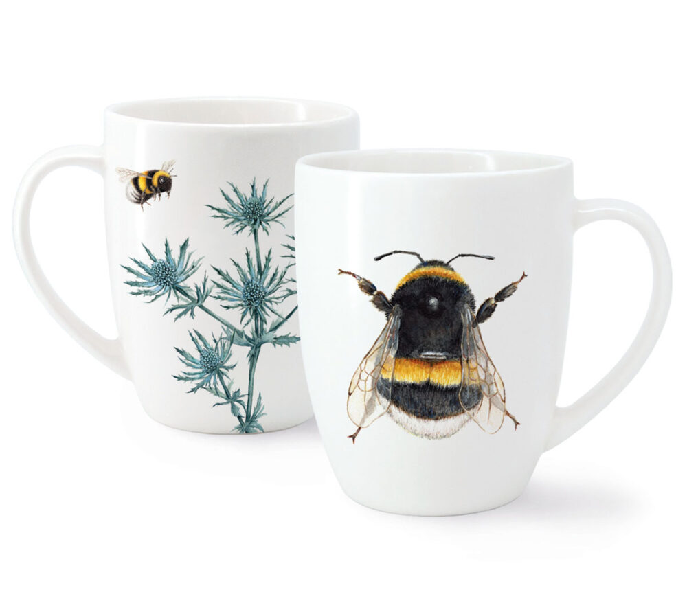 Maluu Tasse Bumble Bee aus Porzellan mit zwei Hummel-Motiven