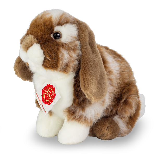 Hermann Teddy Hase sitzend dunkelbraun/weiß gescheckt 20 cm Stofftier