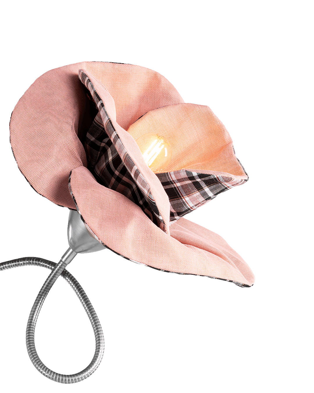 Skitso Wandlampe Pink Checked Poppy - Blütenlampe aus Stoff Luminous Botanica Wall Lamp