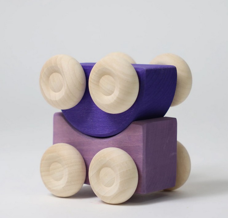 Grimms Stapel-Autos Lila zwei Holz Autos im Set