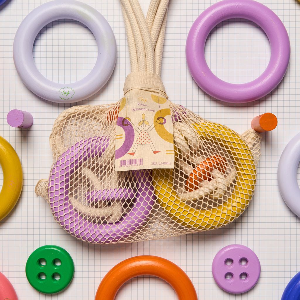 Eperfa Indoor Gymnastikringe gelb Turnringe mit Seilen für Kinder