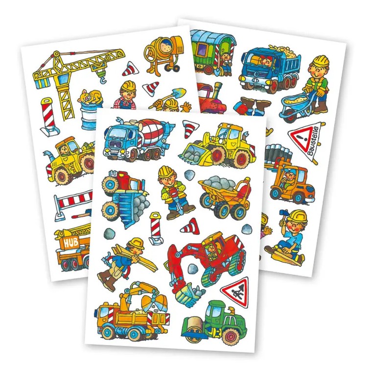 Lutz Mauder Tattoo-Set A6, Baustelle 3 Bögen, plastikfrei verpackt