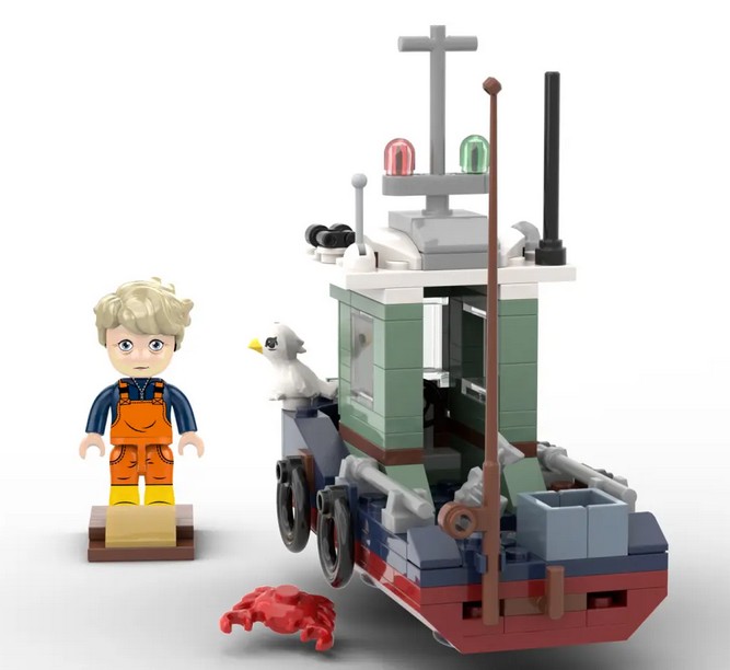 KiddiCraft Klemmbausteinset Fischkutter  167 Teile