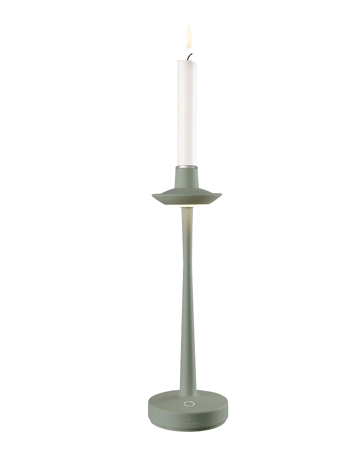 Villeroy & Boch AARHUS Outdoorleuchte olivgrün Tischlampe mit Kerzenhalter, akkubetrieben