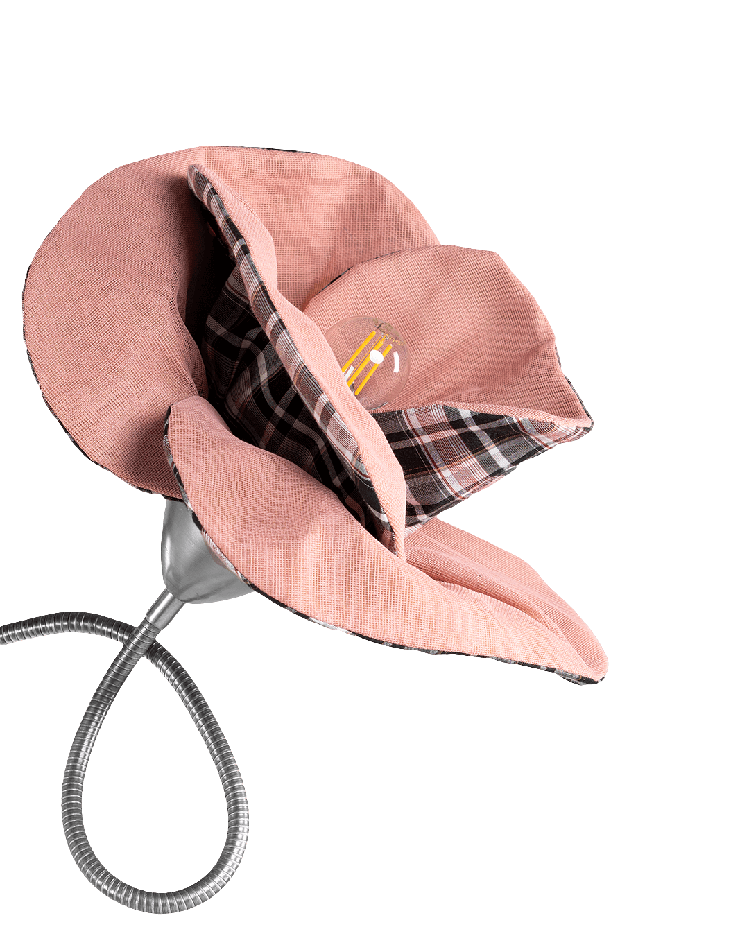 Skitso Wandlampe Pink Checked Poppy - Blütenlampe aus Stoff Luminous Botanica Wall Lamp