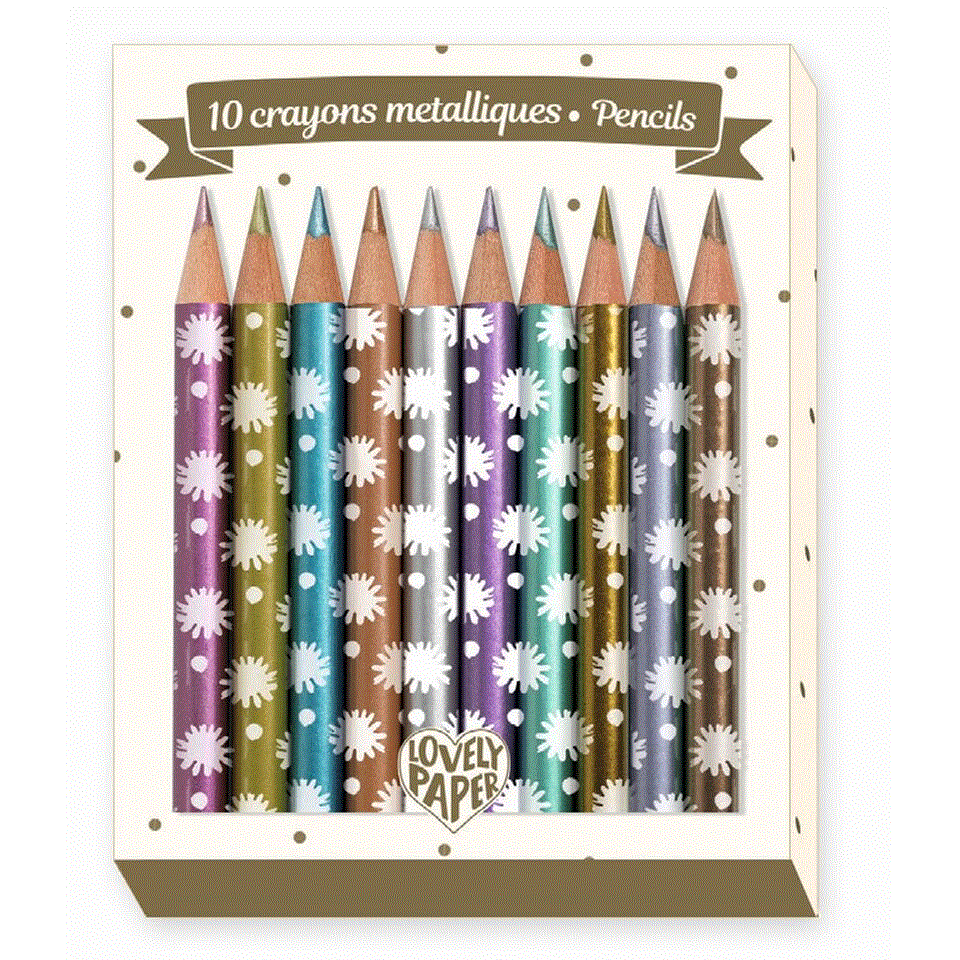 Djeco Schreibstifte 10 Chic Mini Metalic Pencils