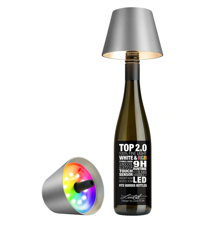 Sompex Dekoleuchte Top 2.0 RGBW graphit RGBW-Akku-Flaschenleuchte (weiß und farbig)