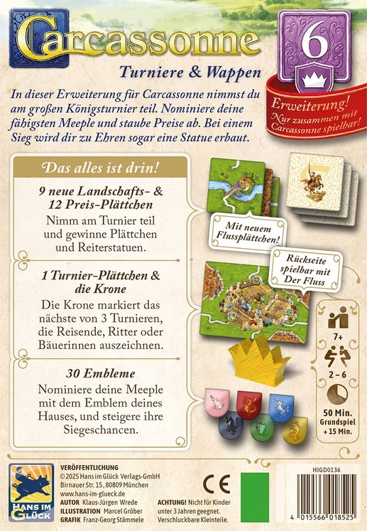 Carcassonne - Turniere & Wappen -  Die 6. Erweiterung Gesellschaftsspiel