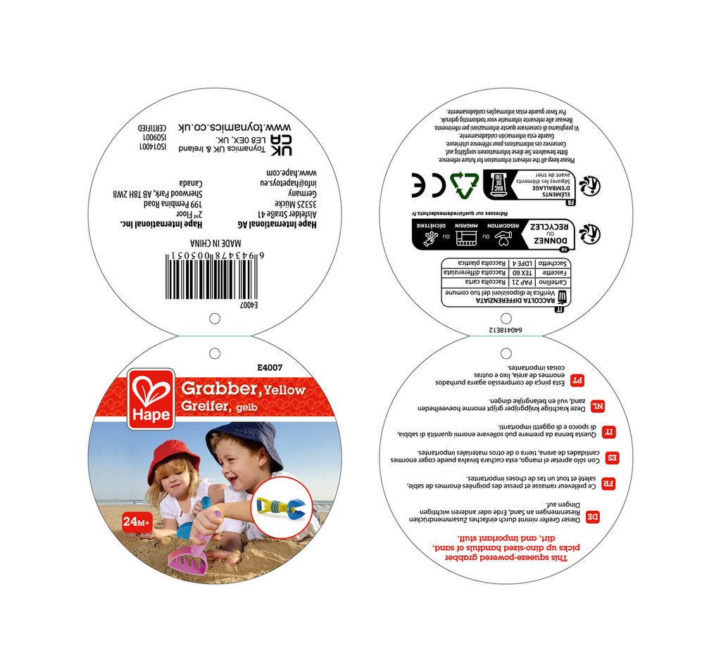 Hape Sandspielzeug Greifer, gelb