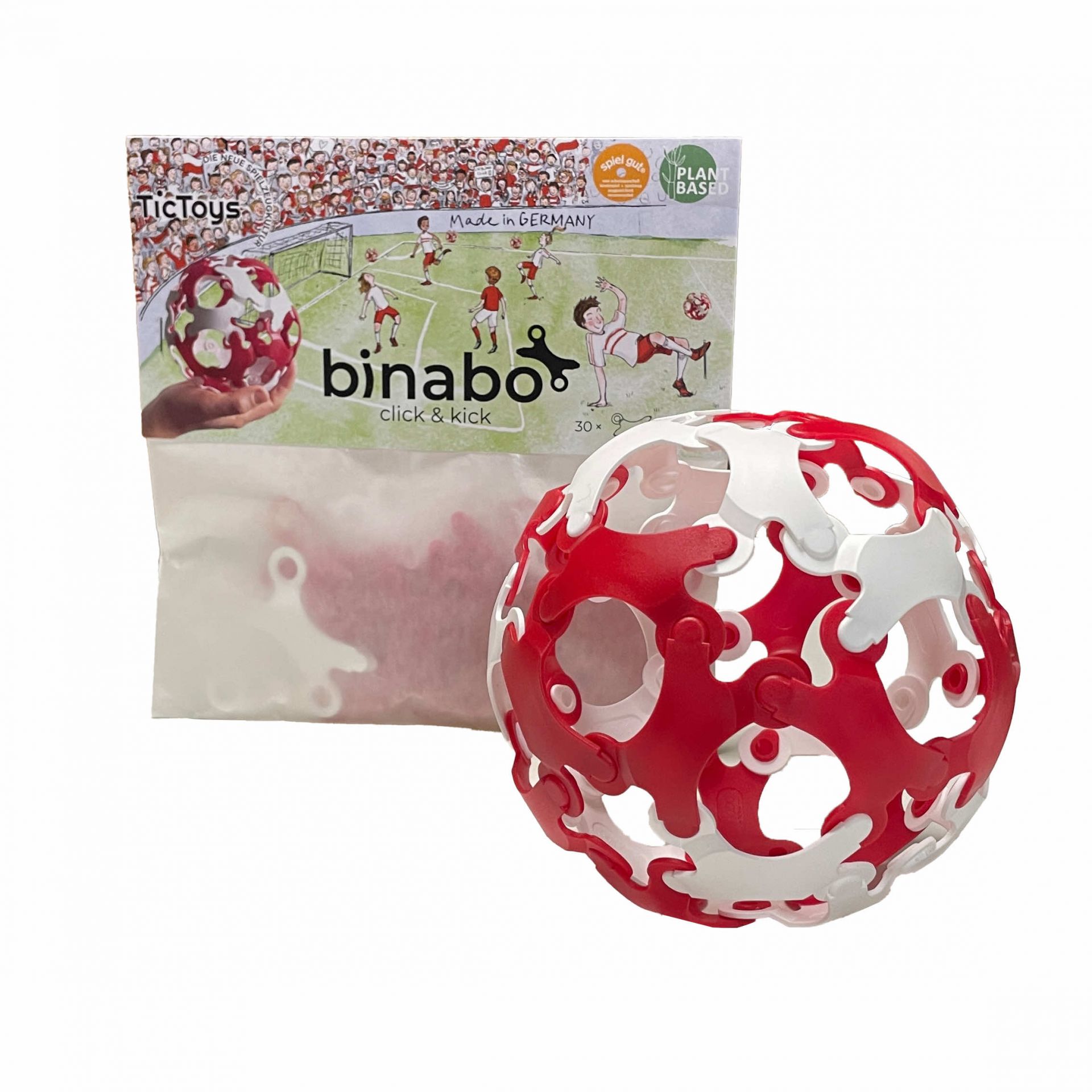 Binabo 30 Chips click & kick Ballbastelset rot & weiß plastikfreies Konstruktionsspielzeug 