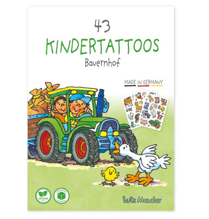 Lutz Mauder TapirElla Tattoo-Set A6, Bauernhof 3 Bögen, plastikfrei verpackt