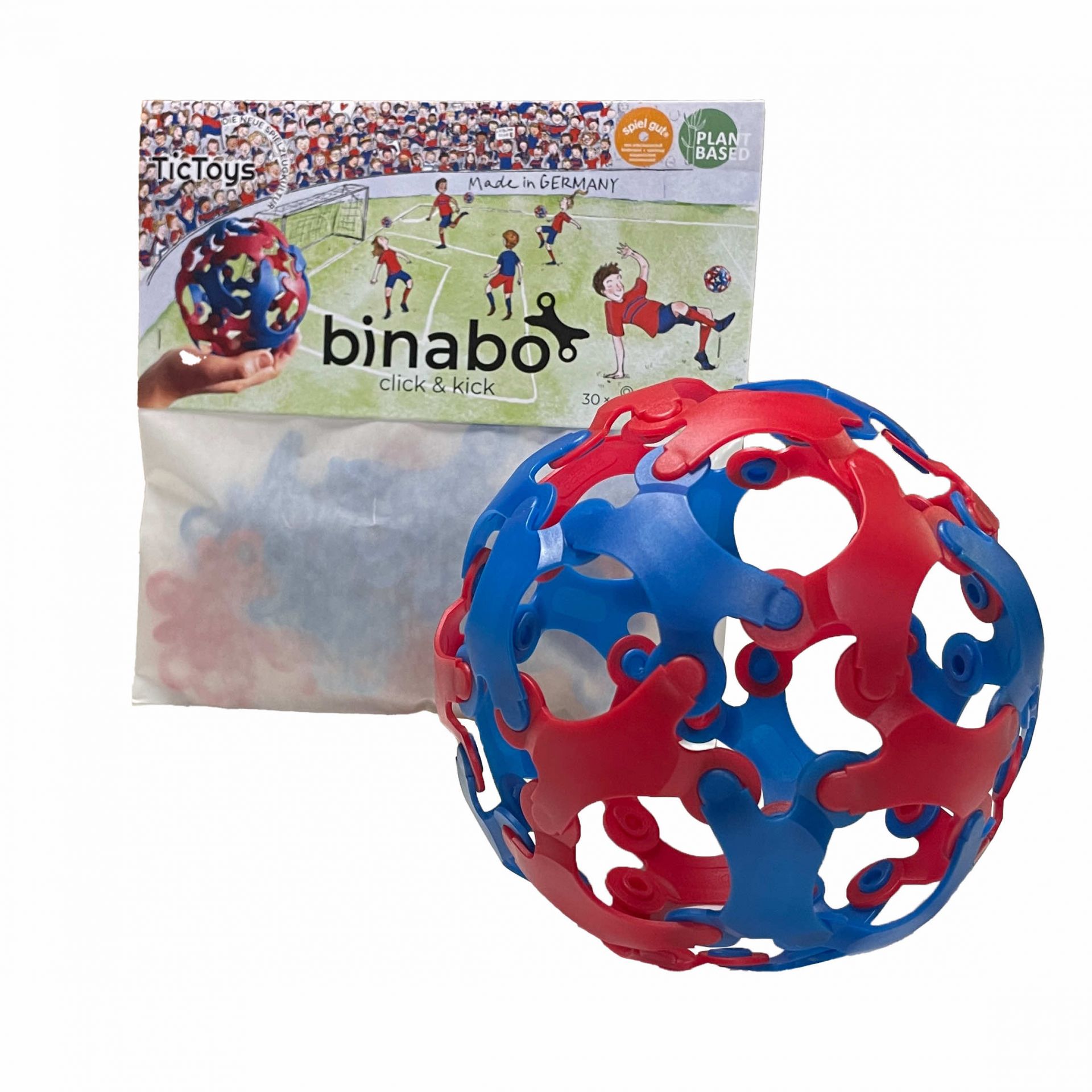 Binabo 30 Chips click & kick Ballbastelset rot & blau plastikfreies Konstruktionsspielzeug 