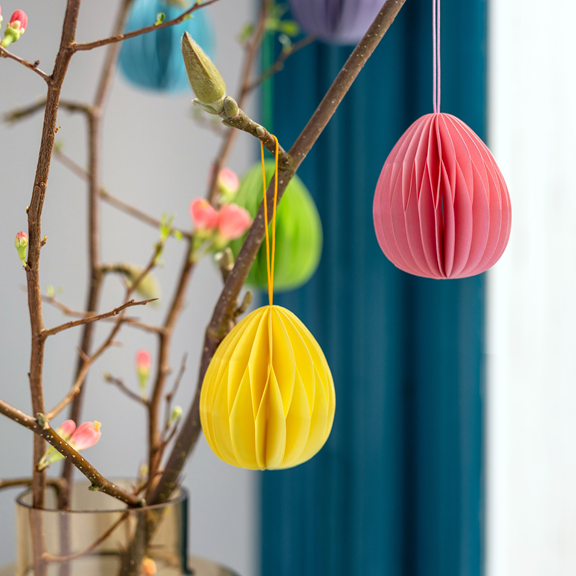 Remember Baumschmuck, 6er-Set Oval Papier-Hänger  in bunten Farben