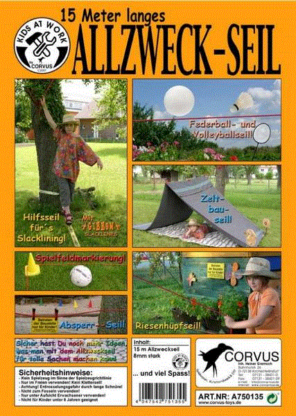 Kids at Work Allzweck Seil 15 Meter 1 Seil