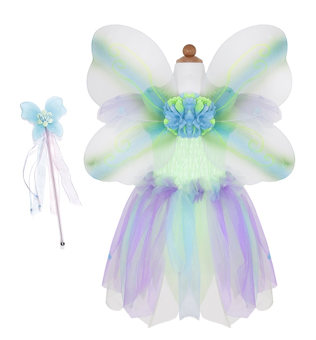 Great Pretenders Schmetterlingselfe türkis, Größe 5-6 Jahre Kleid und Elfenstab