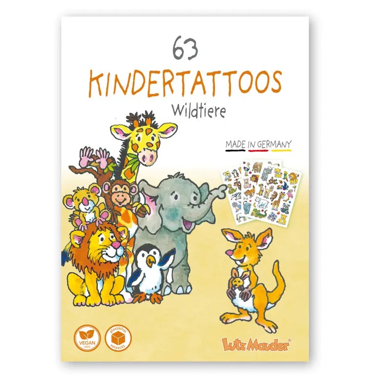 Lutz Mauder Tattoo-Set A6, Wildtiere 3 Bögen, plastikfrei verpackt
